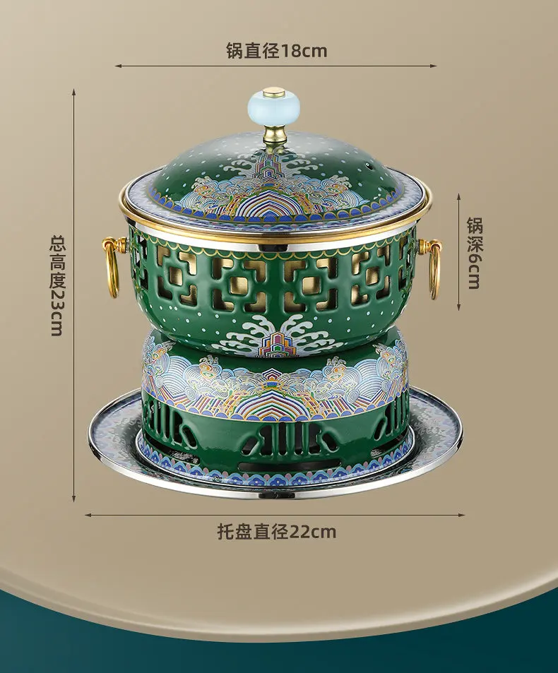 PYH Enamel alcohol stove pure copper small pot for mutton shabu-shabu meal one pot for one person commercial use