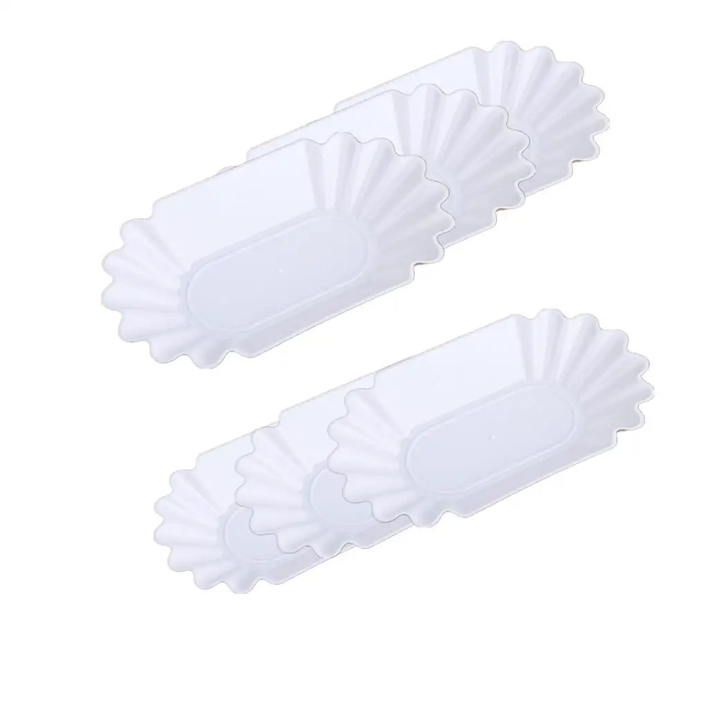 6pc Durable Plate Plastic Dish Coffee Beans Cupping Sample Tray - Oval White