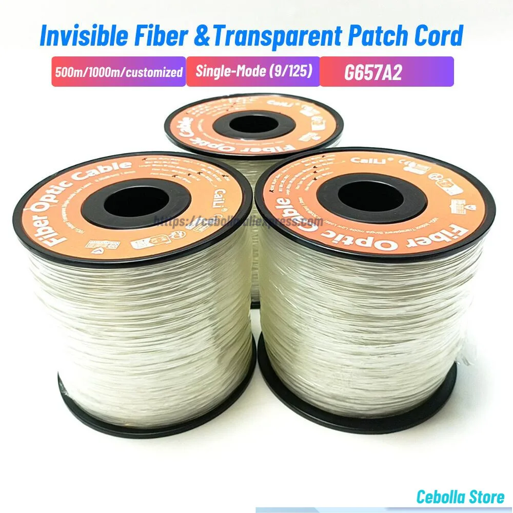 

G657A2 0.9Mm Diameter PVC Invisible Fiber Optical Cable 500M/1000M Transparent Patch Cord Indoor SM Bend Insensitive
