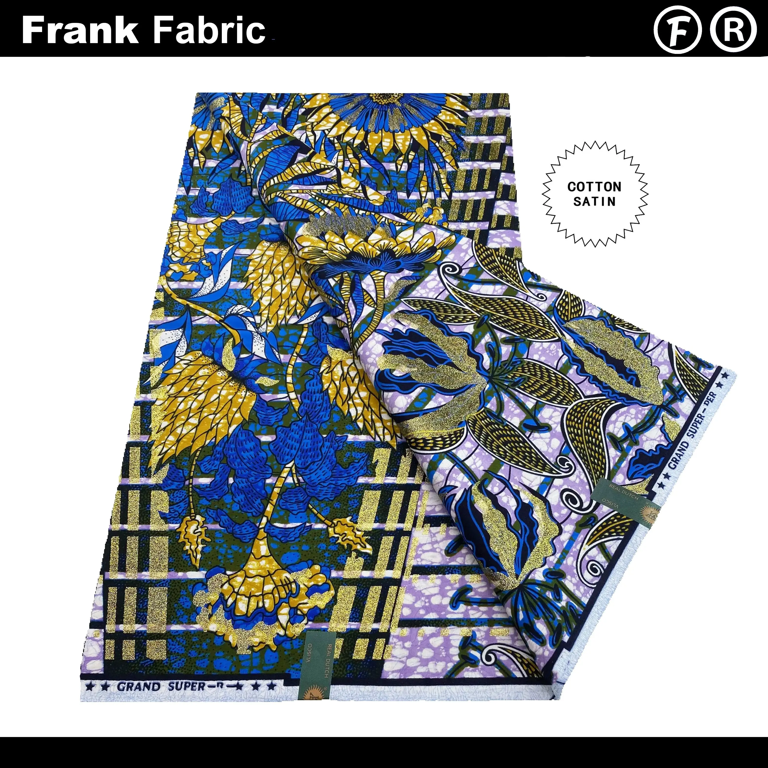 

Оригинальная ткань Grand Super Ankara Wax, 6-ярдовая сертифицированная голландская ткань с африканской краской для шитья с QR-кодом VLSG2508.161