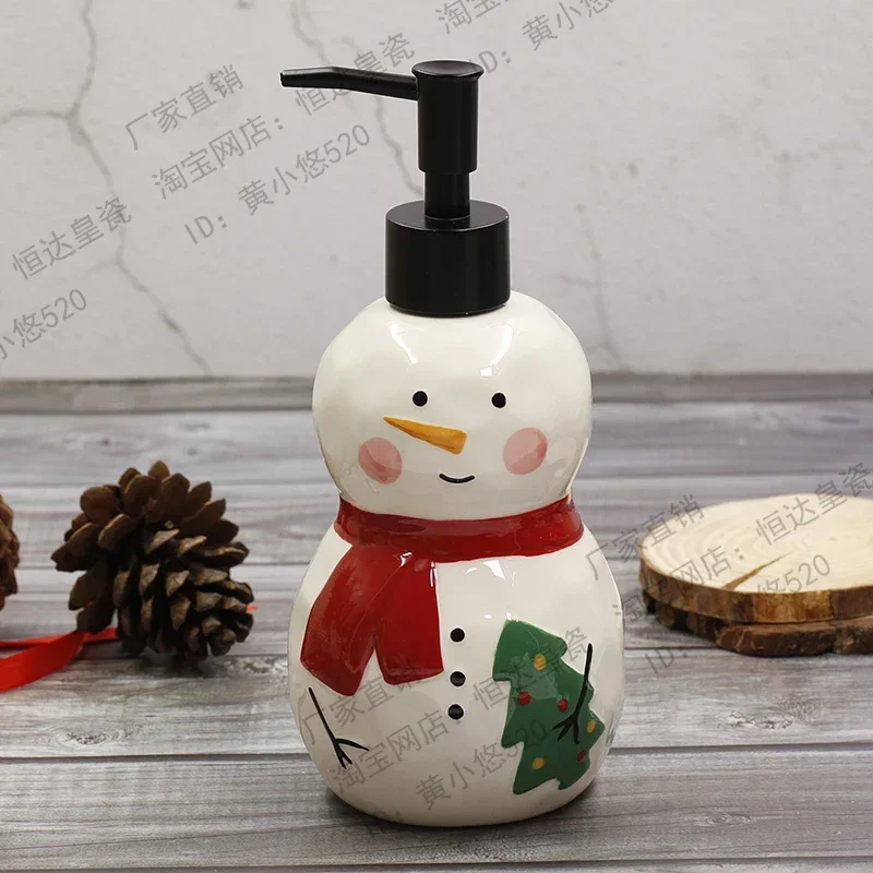 Painted Christmas Ceramic Lotion Bottle Hand Soap Shampoo Body Wash Conditioner Leave-in Disinfectant Press Bottle