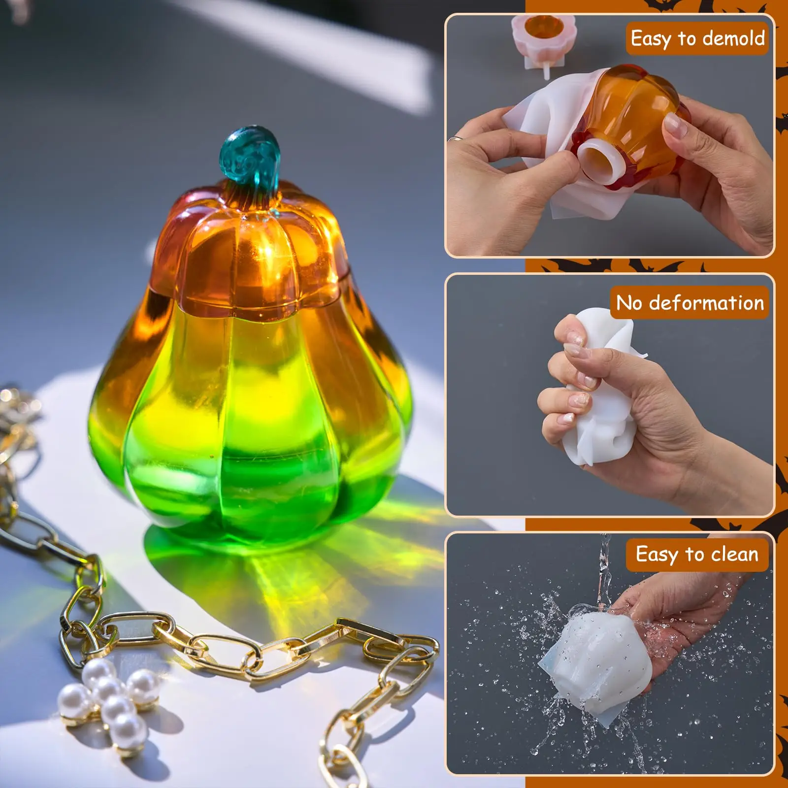 

Креативный Хэллоуин орнамент коробка для хранения силиконовая форма Diy ручная работа тыква пластырь смола ваза банка для свечей ремесло литейные формы