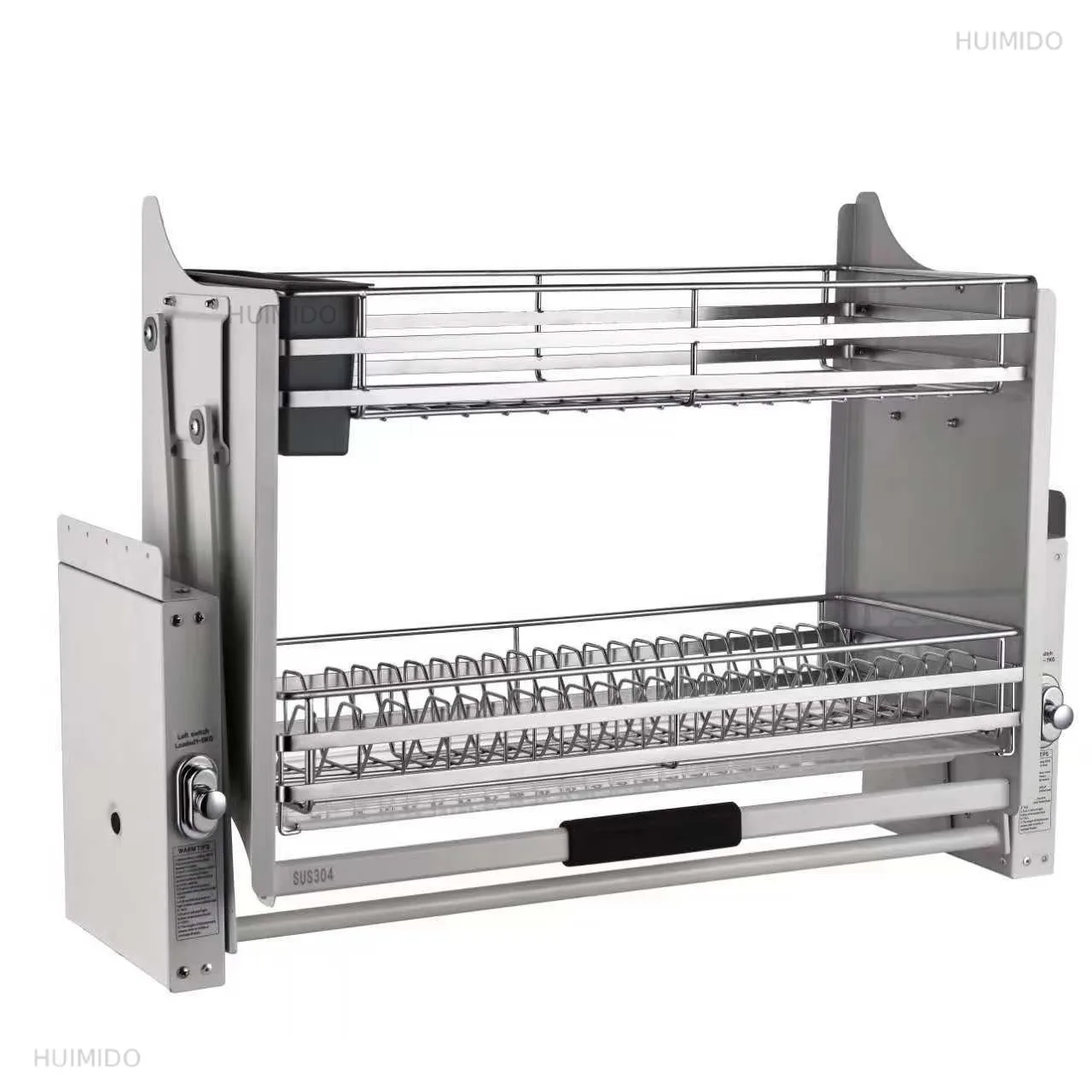 SUS304 stainless steel dish rack lifting seasoning basket hanging cabinet pull-down cabinet storage bowl rack