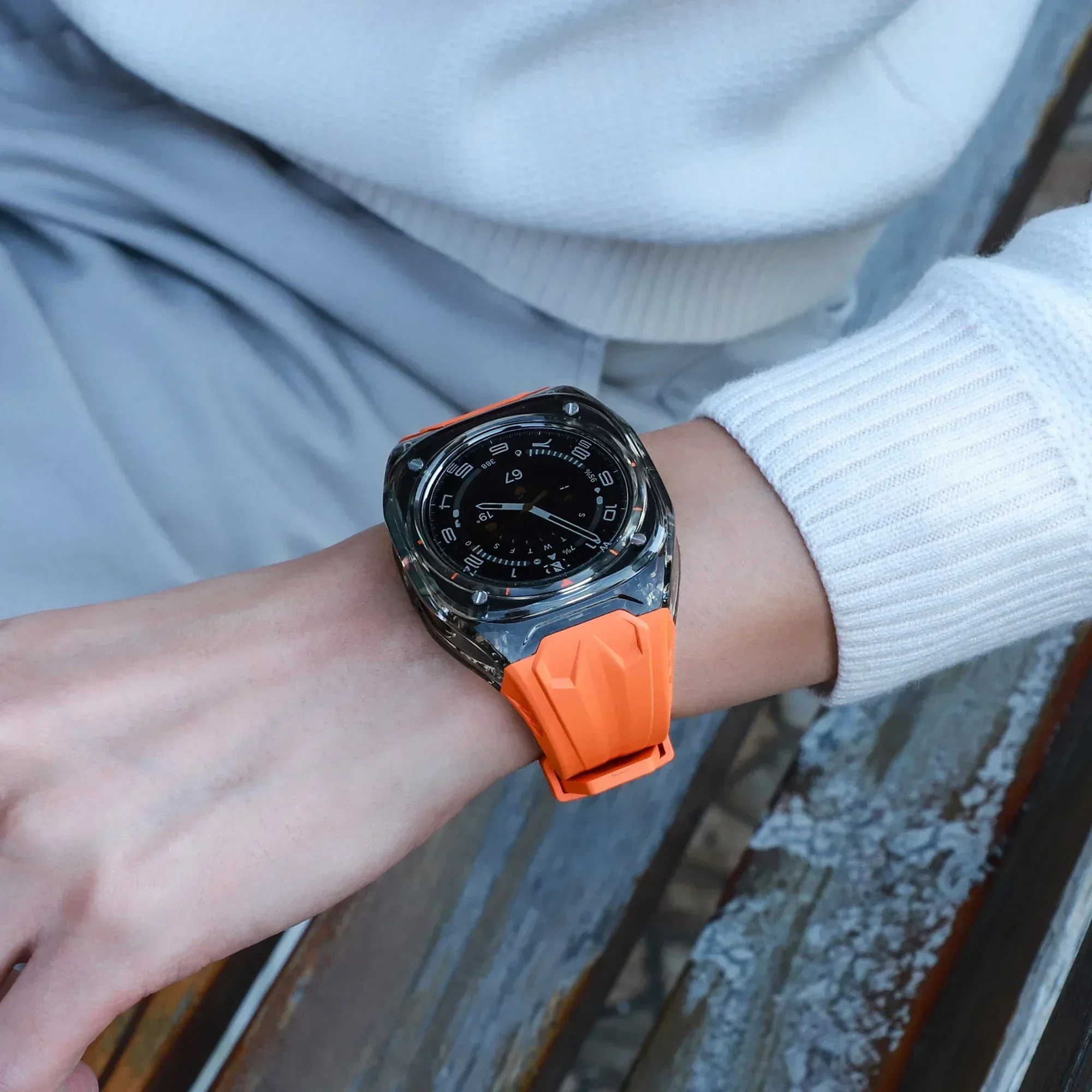 삼성 갤럭시 시계 7 울트라 47mm 실리콘 루프 밴드 팔찌 갤럭시 시계 울트라 남성용 스포츠 팔찌 용 모드 키트 스트랩 + 케이스