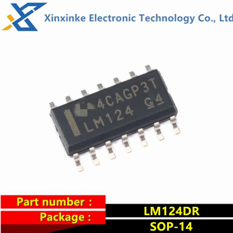 10PCS LM124DR LM124 SOIC-14 Operational Amplifier ICs Quad General Purpose Op Amp Brand New Original