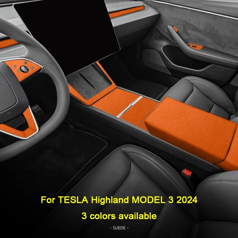 

Итальянская замшевая накладка для интерьера Tesla Model 3 Highland 2024-2025: задний воздуховод кондиционера, центральный подлокотник, дверные панели