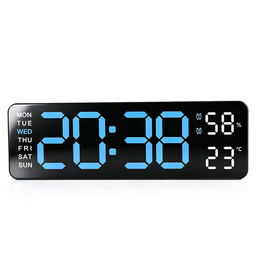 USB Smart Mute LED Digital Clock Minimalist Electronic Wall Desk Clock Night Light Alarm Clock Thermometer Home Room Decor
