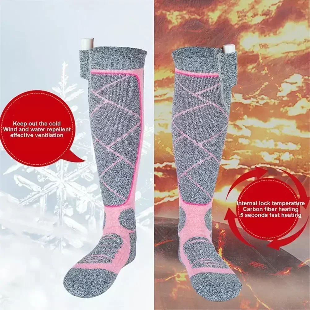 Chaussettes électriques intelligentes pour le ski anti-froid, chaussettes longues métropolitaines, bas chauds, camping en plein air, randonnée, hiver