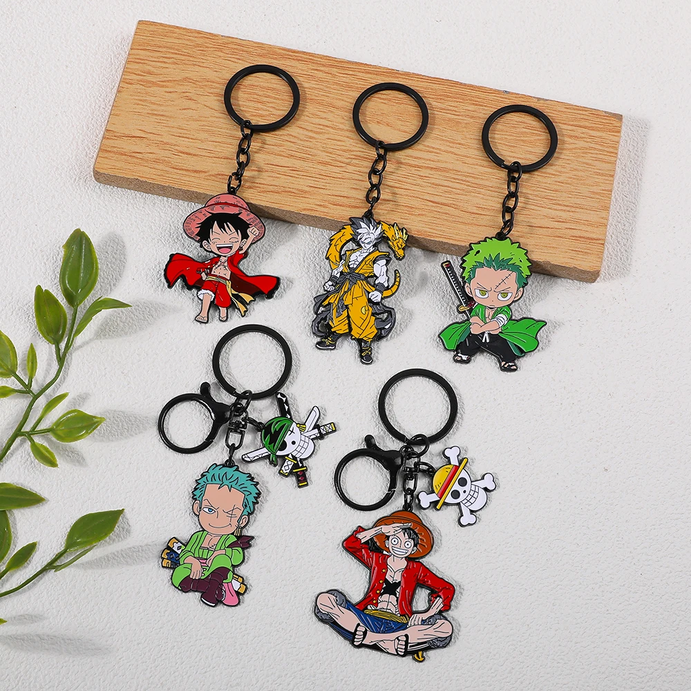 One Piece Anime Keychain Set - Monkey D. Luffy & Roronoa Zoro Cartoon Characters Backpack Decoration Collectible Gift view 4