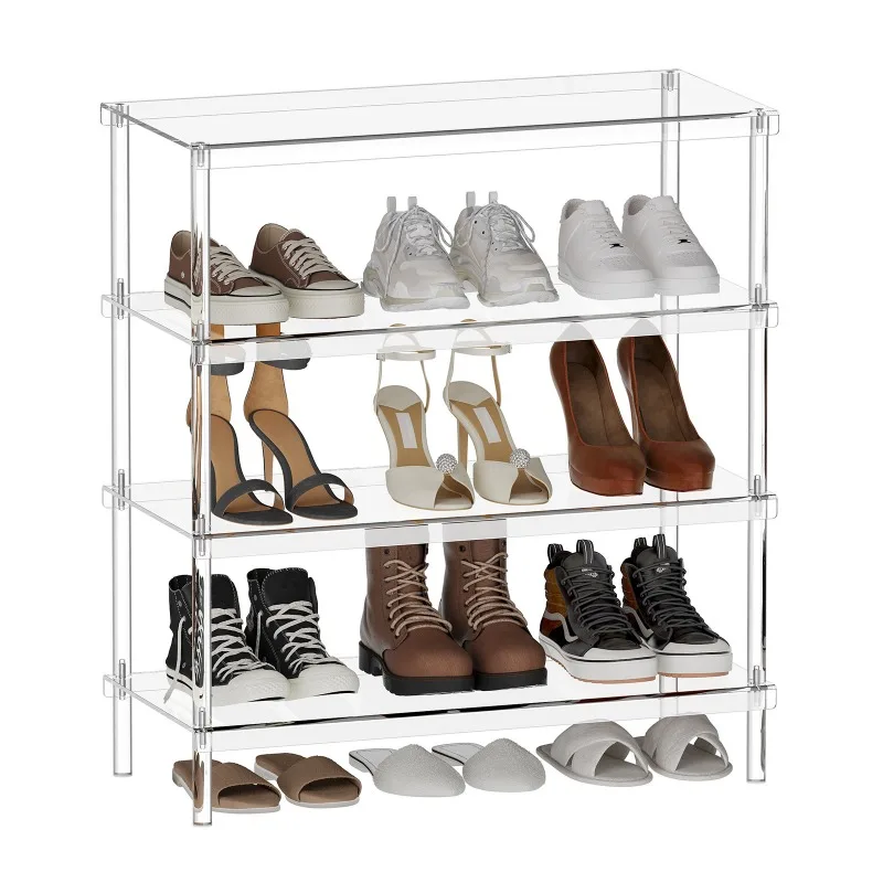 

Acrylic shoe rack four-layer household display transparent shoe cabinet indoor and outdoor wall storage rack multi-layer