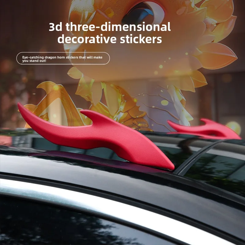 

Car Roof Decoration Horns Sticker Auto 3D Dragon Horns Decoration Elasticity Silicone Horns Easy To Find Car In The Parking Lot