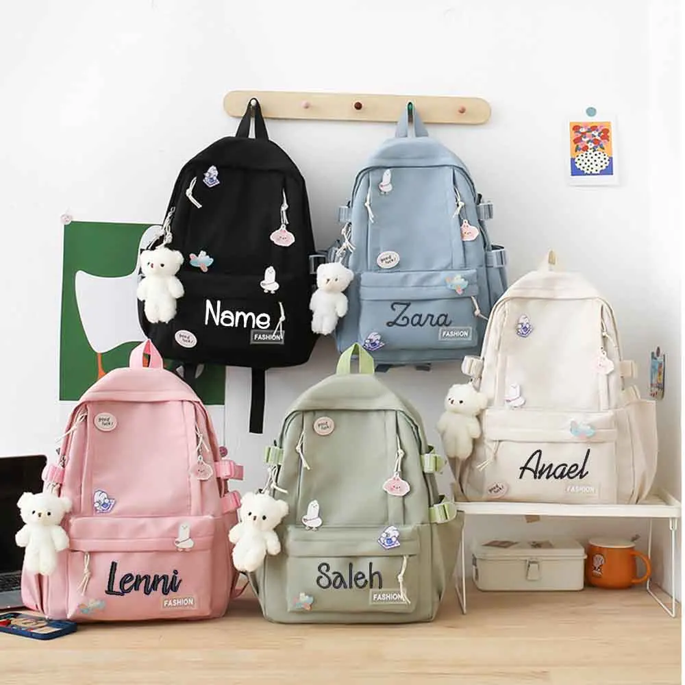 

Персонализированный детский рюкзак, рюкзак с вышивкой из мультфильма, обратно в школу, рюкзак с именем, сумка большой вместимости, рюкзак для малышей