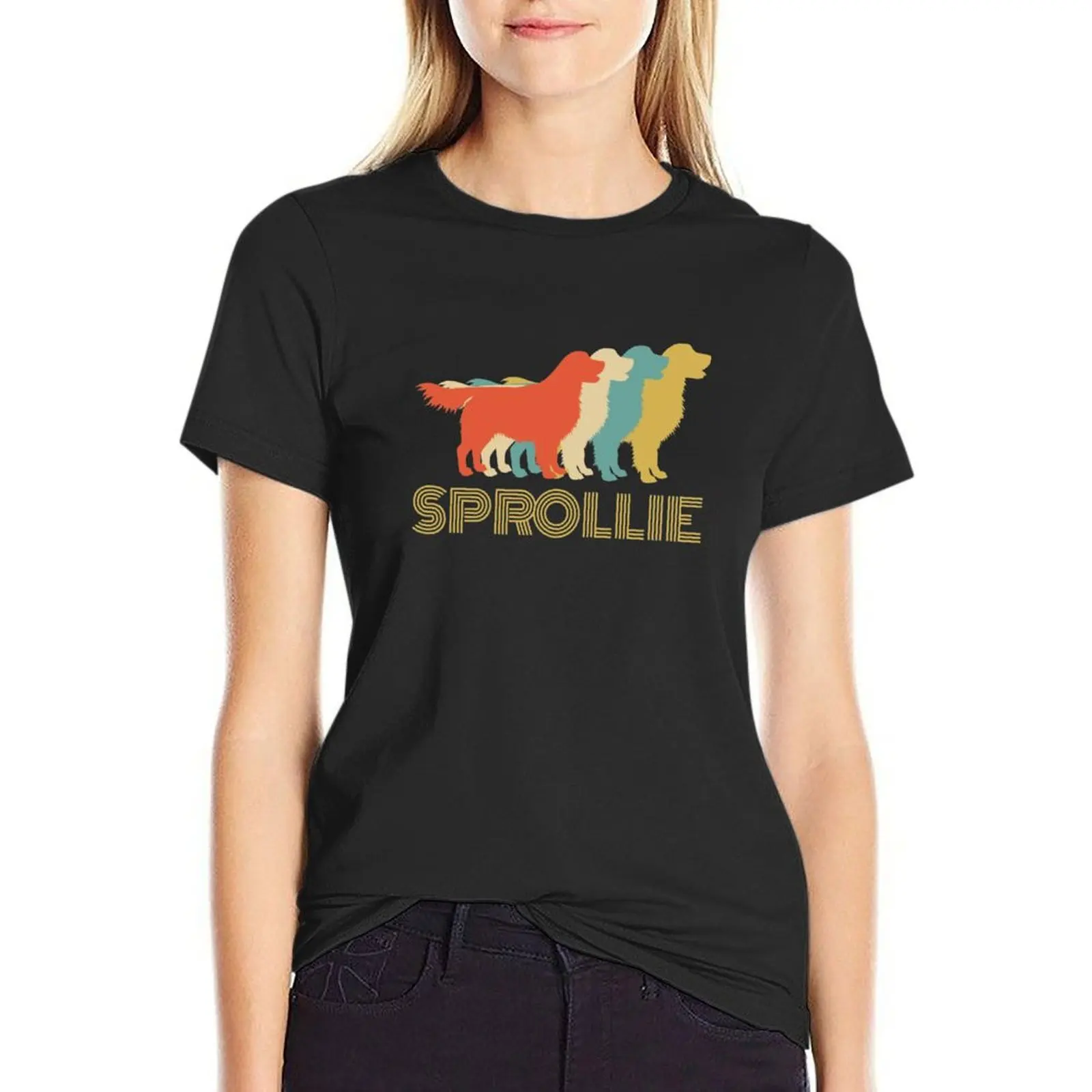 Sprollie Dog Vintage Colours Design T-Shirt summer clothes Female clothing tops for Women