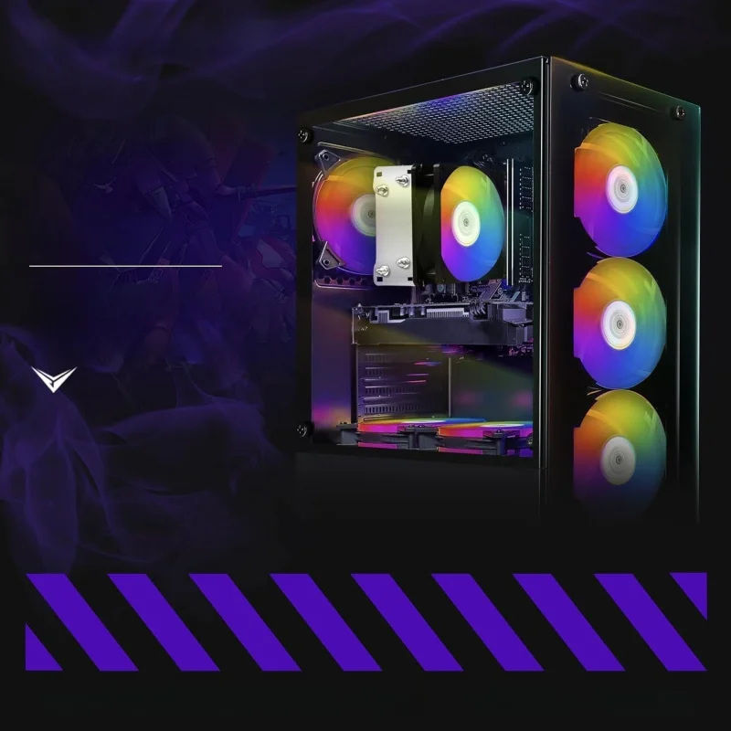 Gaming PC Desktop, Ryzen 5 2600 up to 3.9G, GeForce RTX 2060 6G, 16G DDR4, 512G SSD, 600M WiFi, BT 5.0, RGB Fan x6
