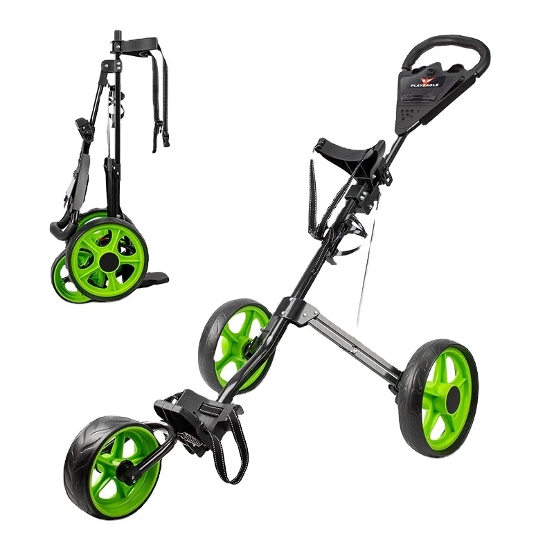 Golf Trolley With 3 Wheels Push Pull Aluminium High Degree Golf Cart Push Trolley