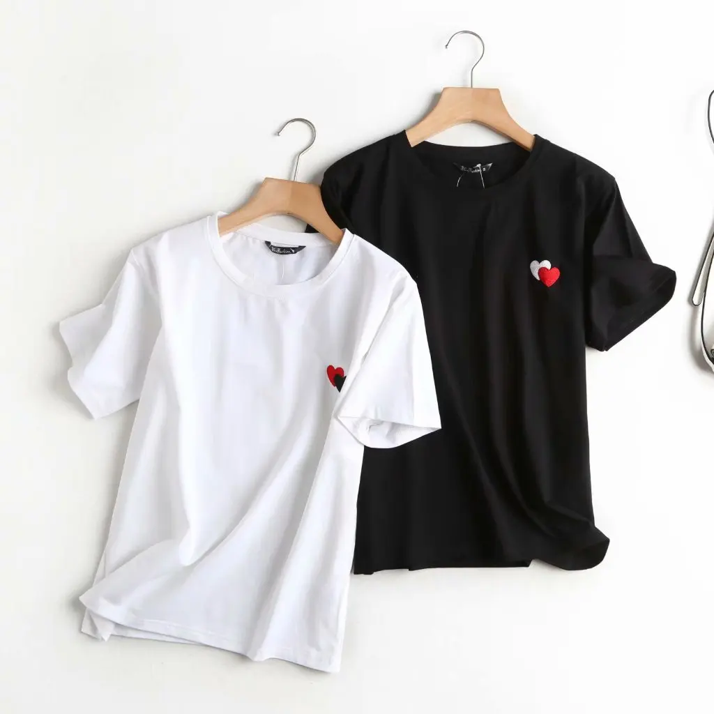 

Korean Style Women's Casual T-shirt 32DING-E236 Double Love Joker Design Summer New Fashion Top for Ladies