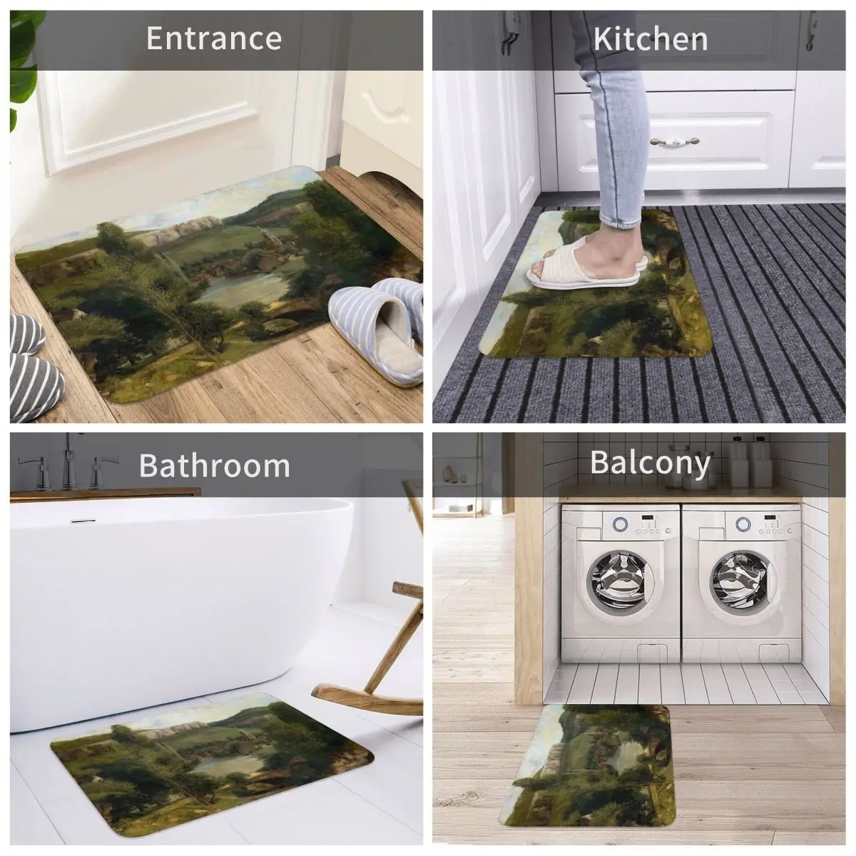 Gustave Courbet Non-slip Doormat View Of Ornans Bath Kitchen Mat Welcome Carpet Flannel Modern Decor image 5