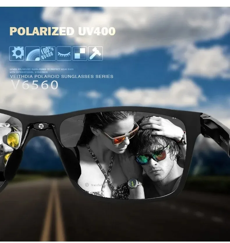 Veithdia Herren Sonnenbrille Aluminium polarisierten Spiegel Sonnenbrille fahren Sport brille Brillen Zubehör für männliche Frau v6560 – Detail 22