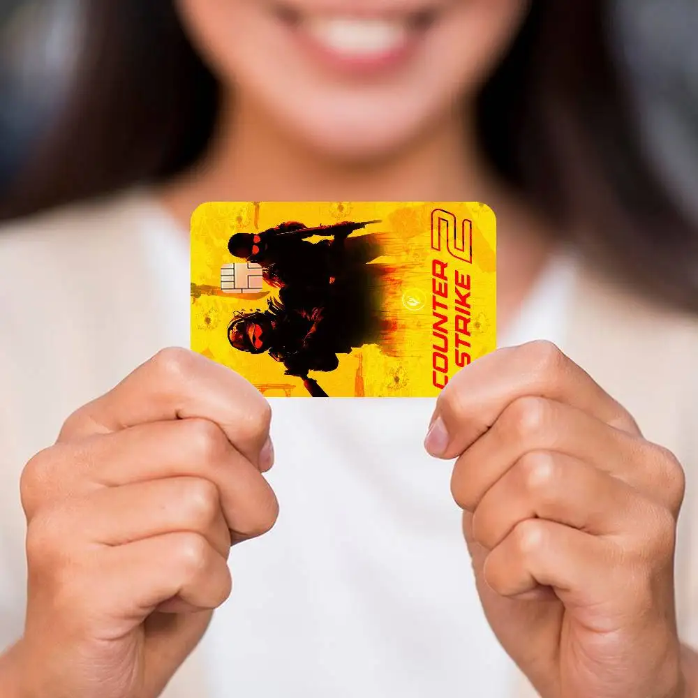 كاونتر سترايك CS 2 خمر أنيمي ملصق فيلم غطاء الجلد لبطاقة الائتمان بطاقة الخصم البنك الأمامية