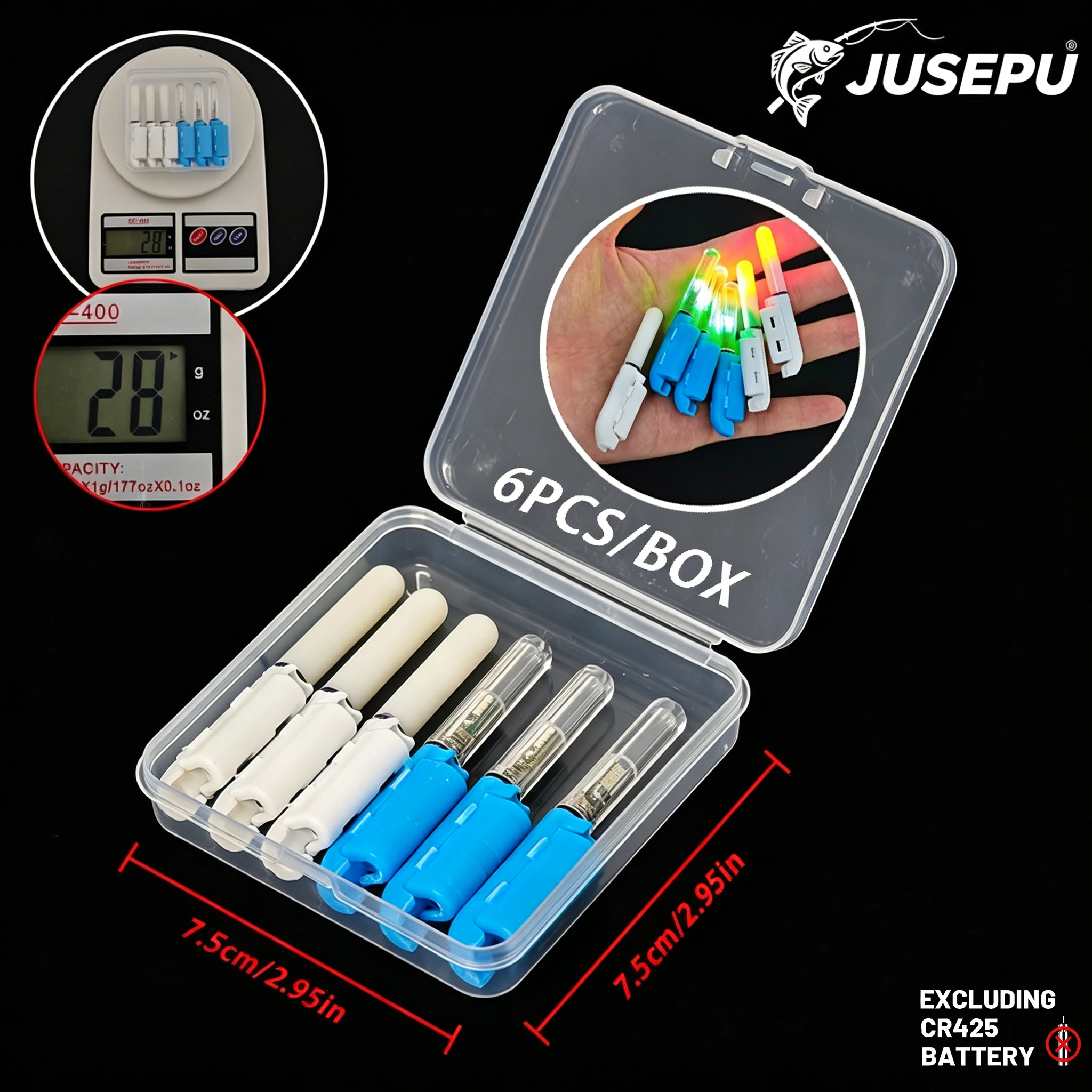 6 Luces LED para Punta de Caña de Pescar, Alarma Luminosa de Picada Nocturna, Indicador Luminoso para Caña de Pescar, Accesorios de Pesca al Aire Libre