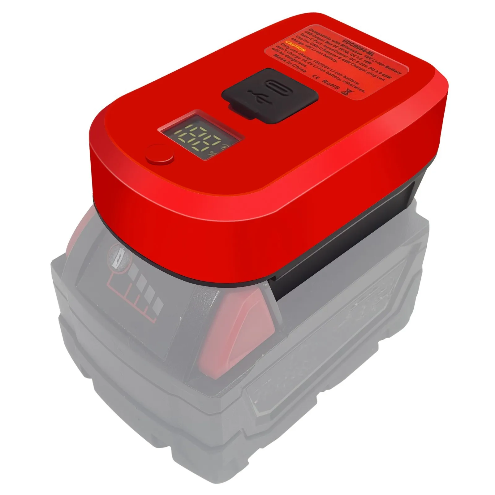 

65W Converter LIthium Battery Changer Adapter for 18V-20V Makita/Bosch/DeWALT Milwankee Batteries with USB