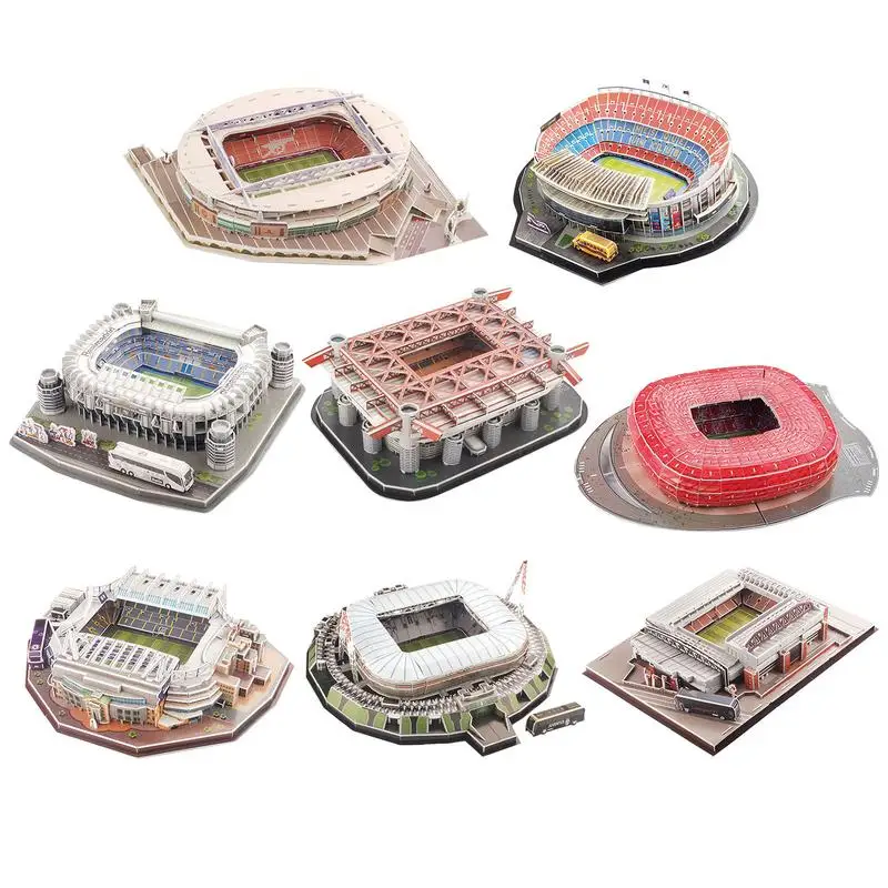 

3D Simple Puzzle Stadium Model Bernabeu Stadium Anfield Stadium Miniature Model Puzzle Diy Foam Board Building Set For Kids