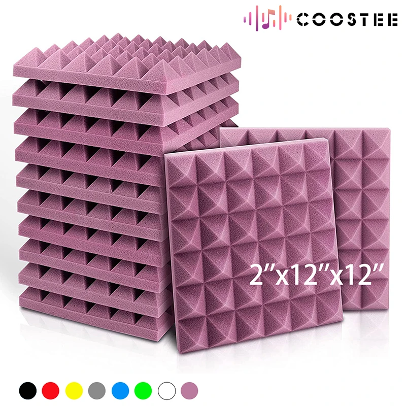 

Acoustic Foam Sound Proof Wall Panels 6/12/24pcs Pyramid Studio Noise Door Insulation Self-Adhesive Absorbing Material