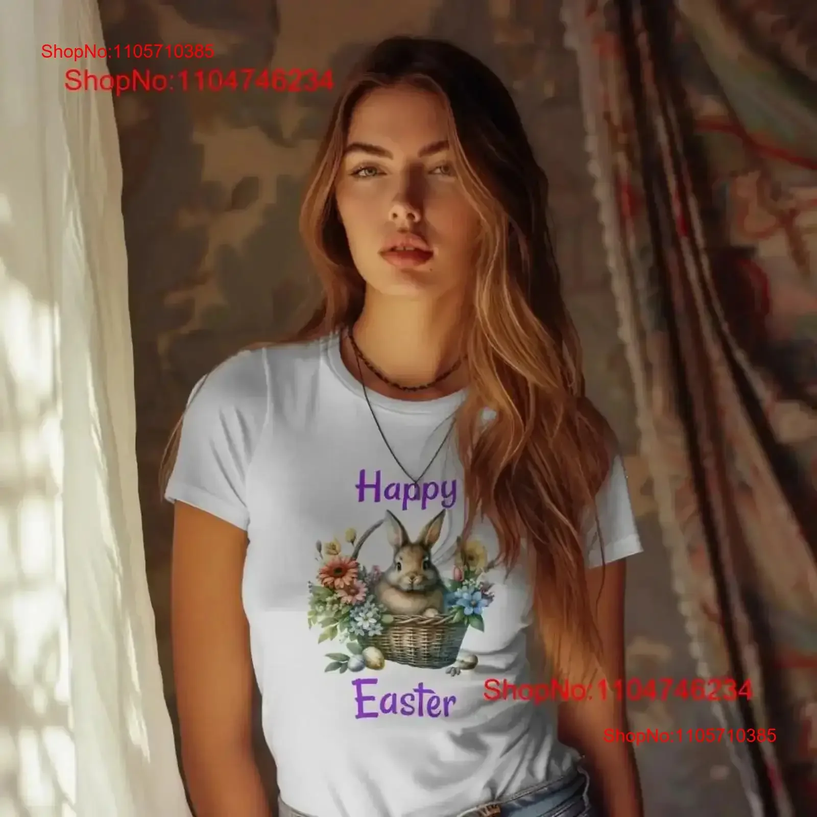 Easter Bunny T Shirt Happy Spring Fashion In Basket vintage Washed Casual Comfortable streetwear Slightly Soft homme vintage