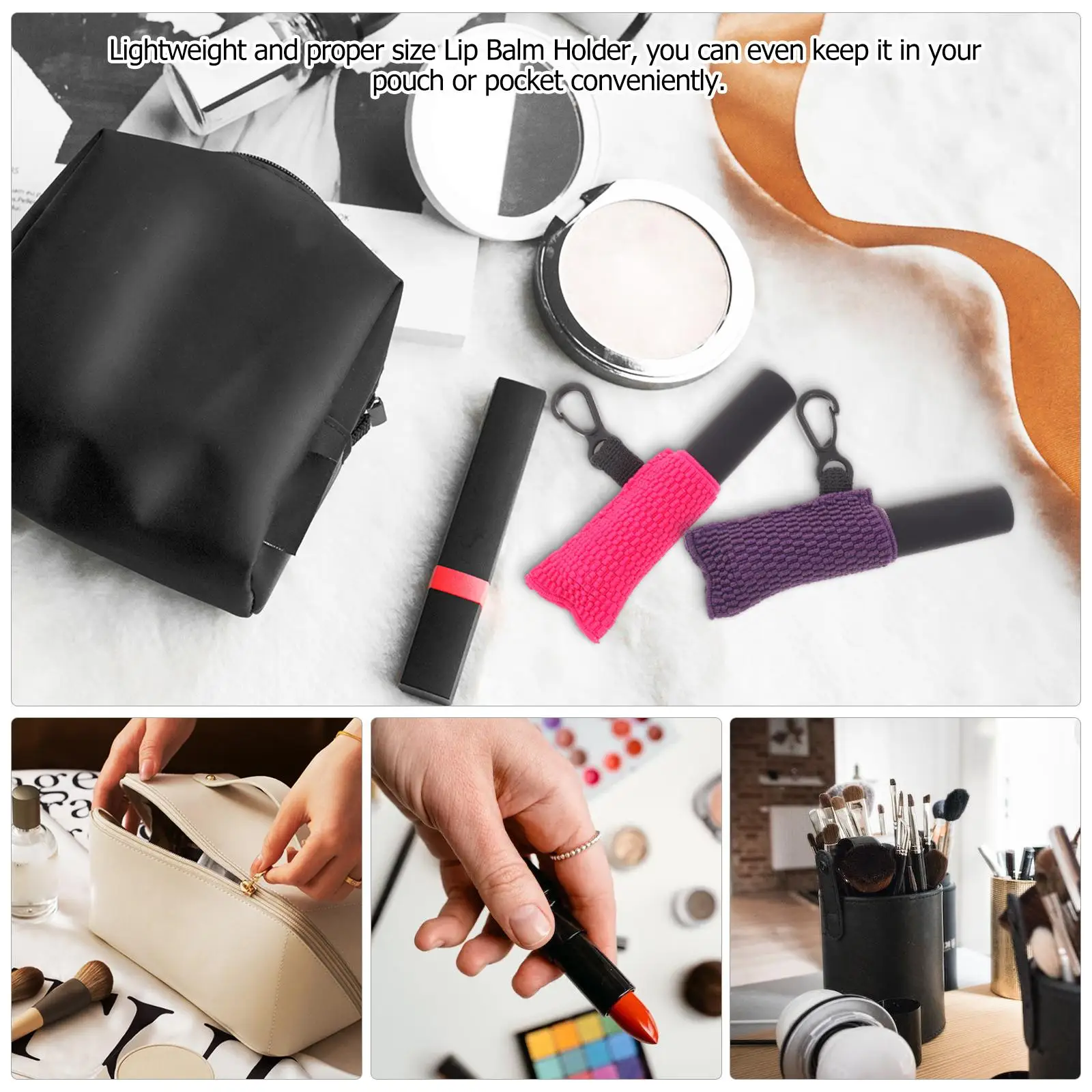 3 Pcs Lipstick Keychain Protective Holder Lightweight Polyester Case Cover Miss Tube Key Ring Keeper