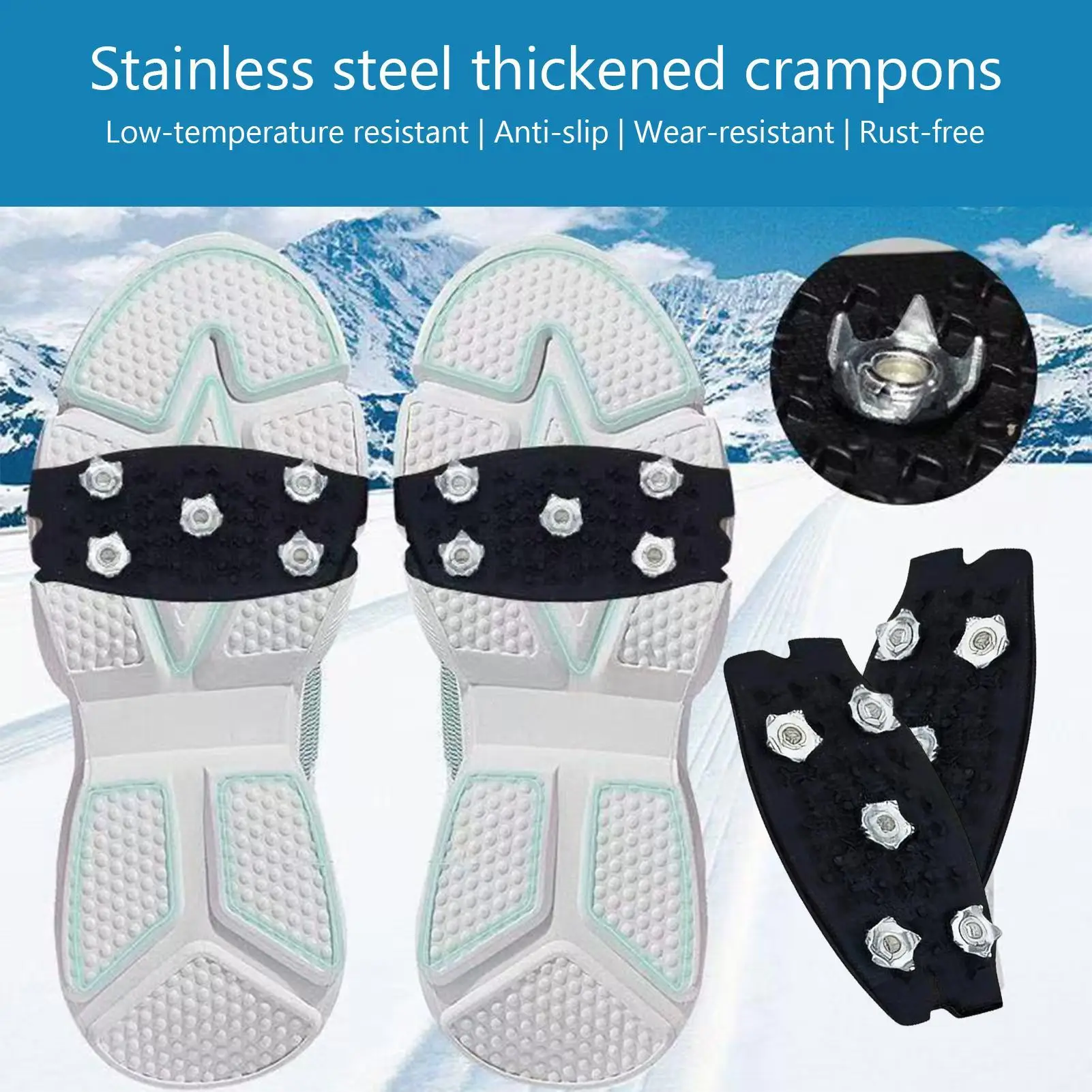 2 stücke Eis Stollen 5 Zähne Eis Greifer Spike Anti-Slip Leichte Wandern Steigeisen Eis Schuhe Greifer Traktion Klettern stollen
