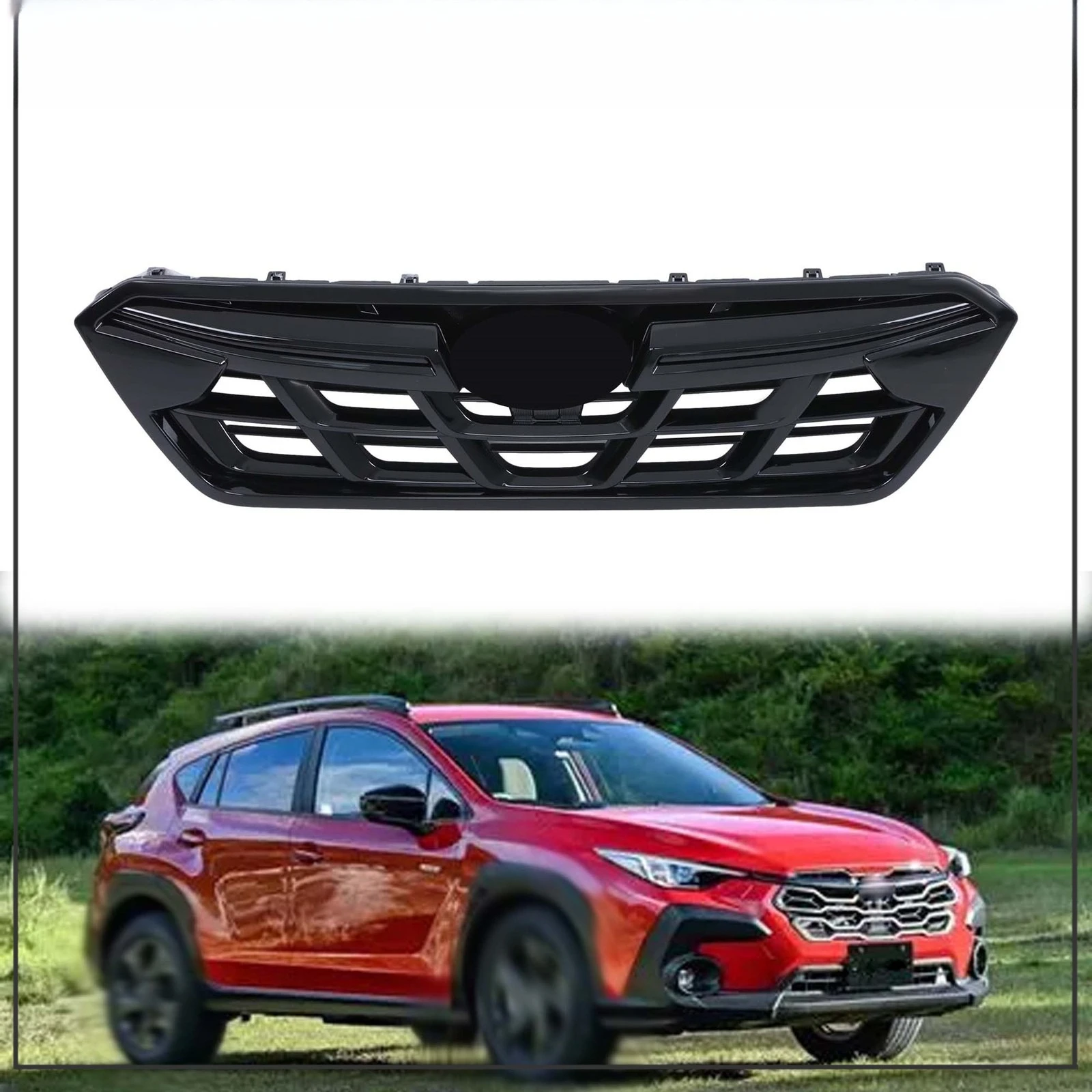 

Front Bumper Upper Grille J1010FL320 Gloss Black For SUBARU Crosstrek 2021-2023