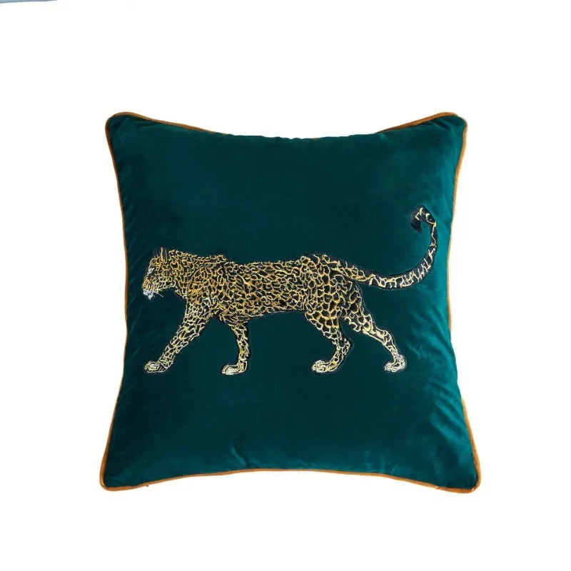 American Decorative Pillowcase Wild Animal Leopard Embroidered Pillow Case