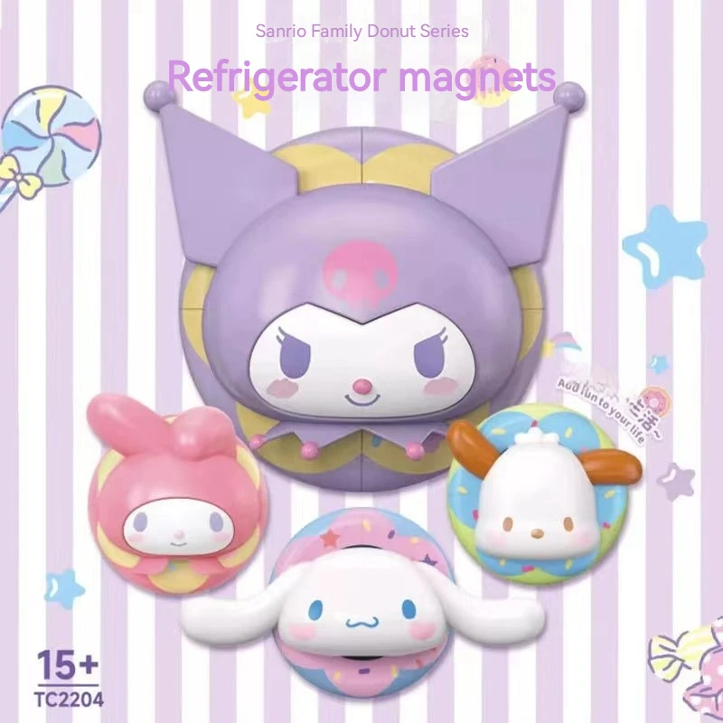 

Sanrio Kuromi Cinnamaroll My Melody Doughnut Series Refrigerator Sticker Magnet Decoration Model Toy Cute DIY Doll Accessories