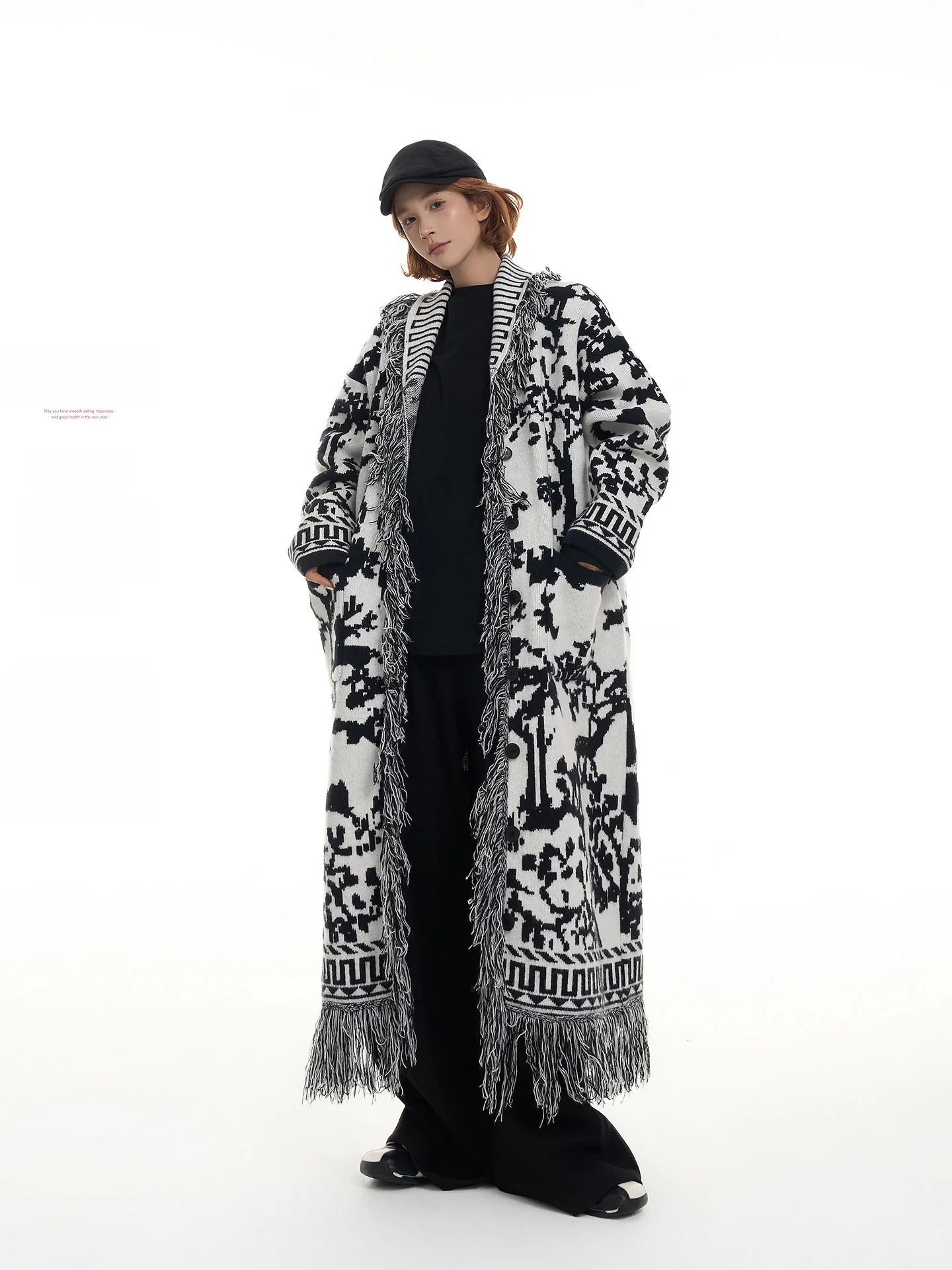 

Wutong Long Sve Knitted Sweater Coat Women's Autumn Winter Korean Sle Lazy Loose Open Cardigan Long Top