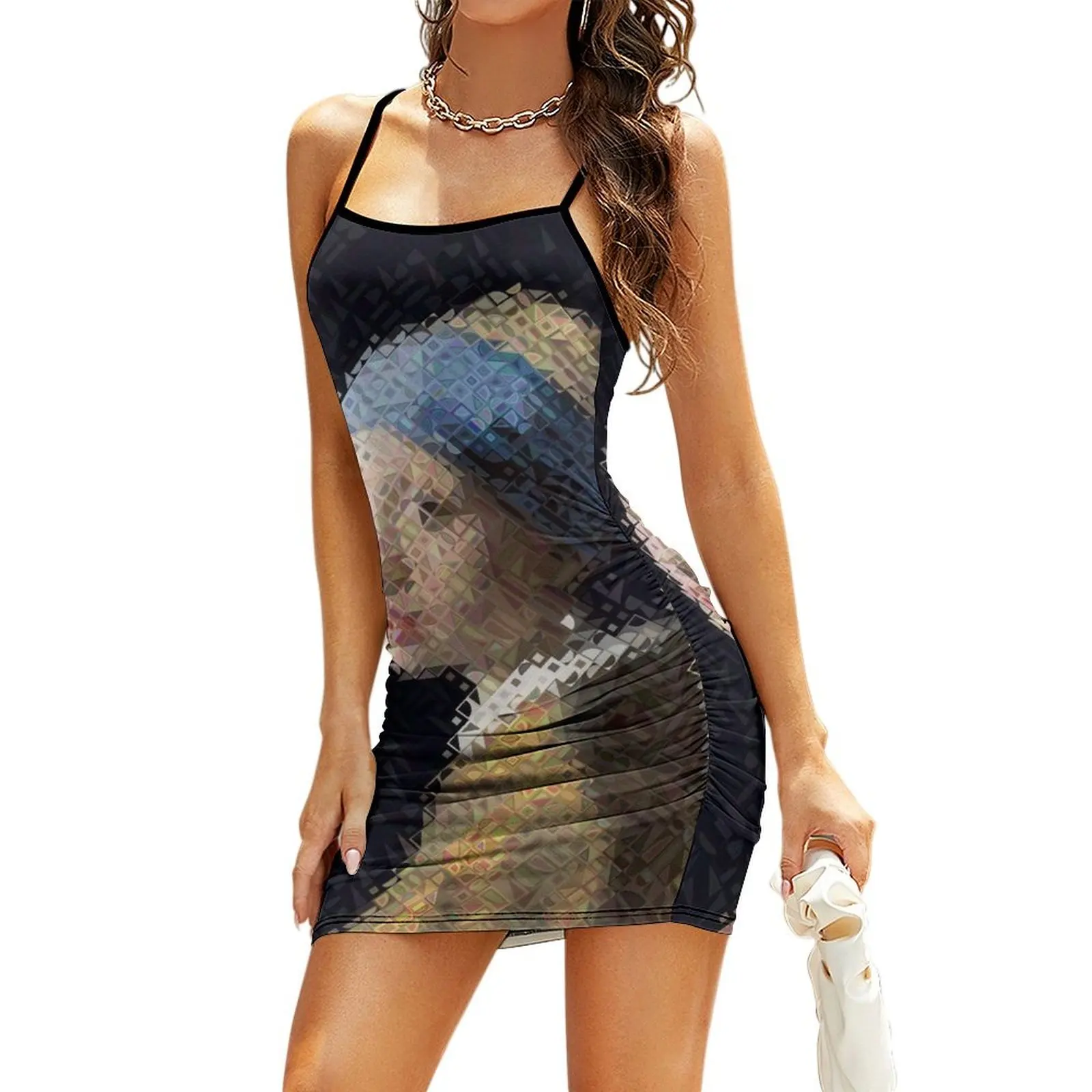 

After Chuck Close - Portrait - Girl With Pearl Earring Sling Dress long dress women summer dress womens 2025