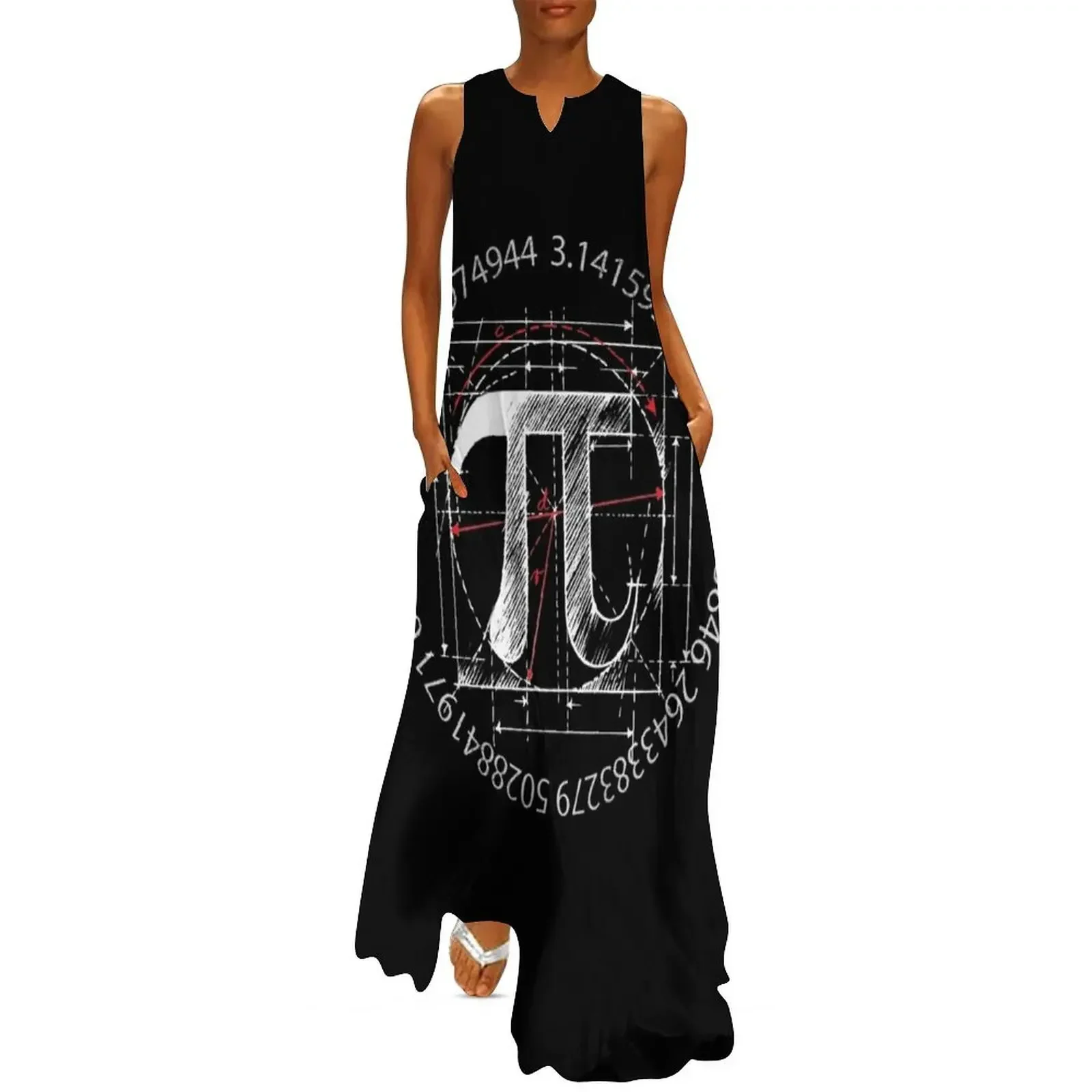 

Pi Symbol Sketch Long Dress dress women elegant luxury clothes for women Woman clothing Dress