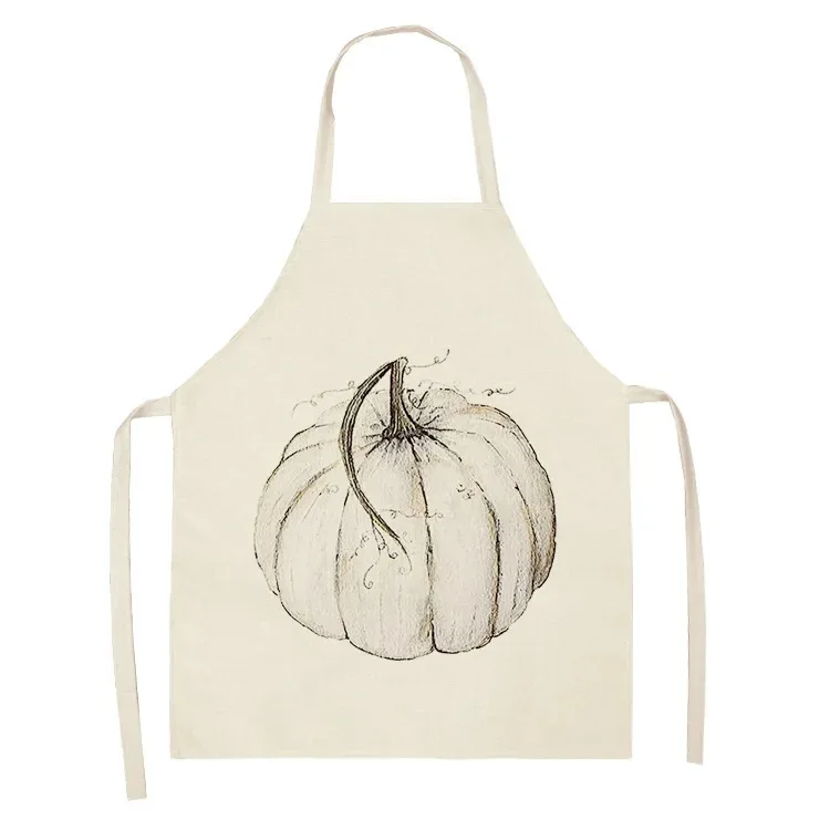 Orange pumpkin pattern cleaning art apron home kitchen cooking apron chef linen adult men\'s sleeveless bib 68x55cm