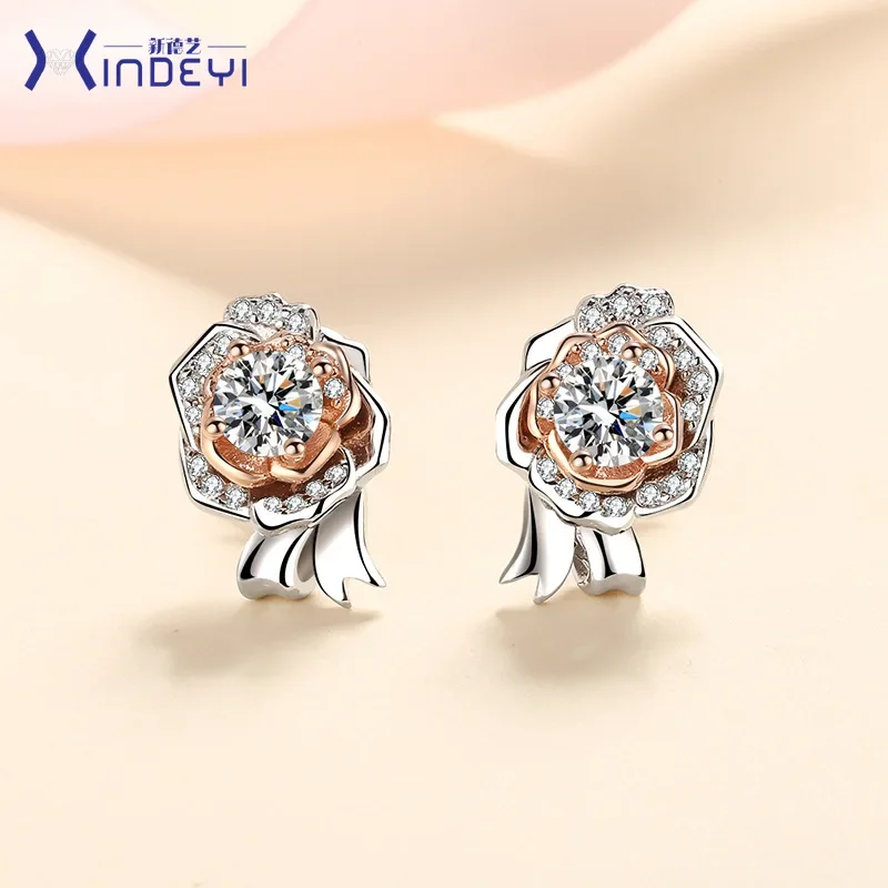 

1,0 карата Муассанит S925 Серебряные серьги-гвоздики для женщин с покрытием Pt950 Контрастные цветные розовые серьги-гвоздики для влюбленных Подарочные ювелирные изделия оптом