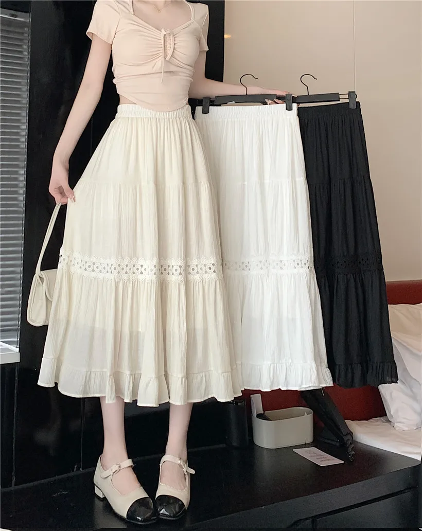 

New summer A-line high waist mid length skirt for women
