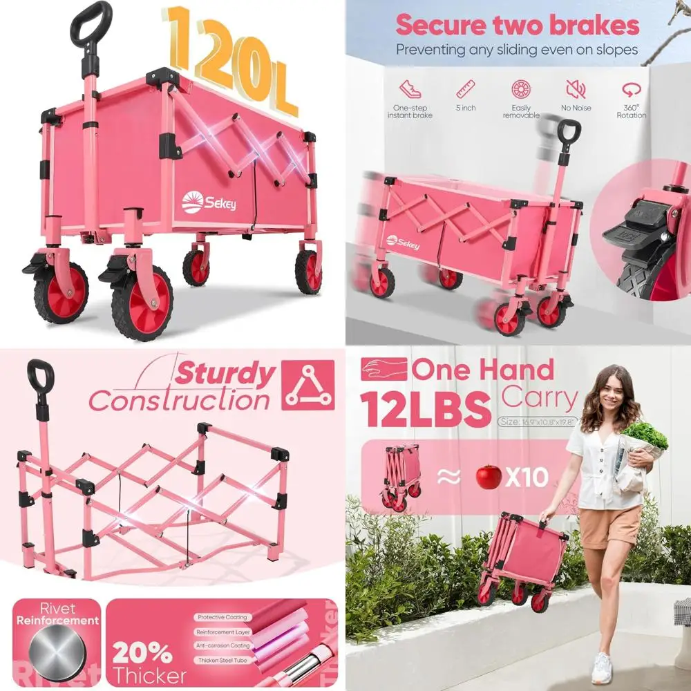 

Легкий универсальный тележка емкостью 220 фунтов, складная тележка для кемпинга и покупок в продукте