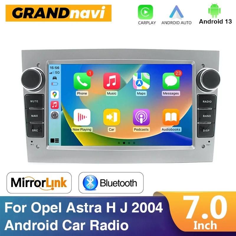 

7-дюймовый автомобильный радиоприемник Android 13 для Opel Astra H J 2004 Vectra Vauxhall Antara Zafira Corsa C D Vivaro Meriva Wireless CarPlay Auto