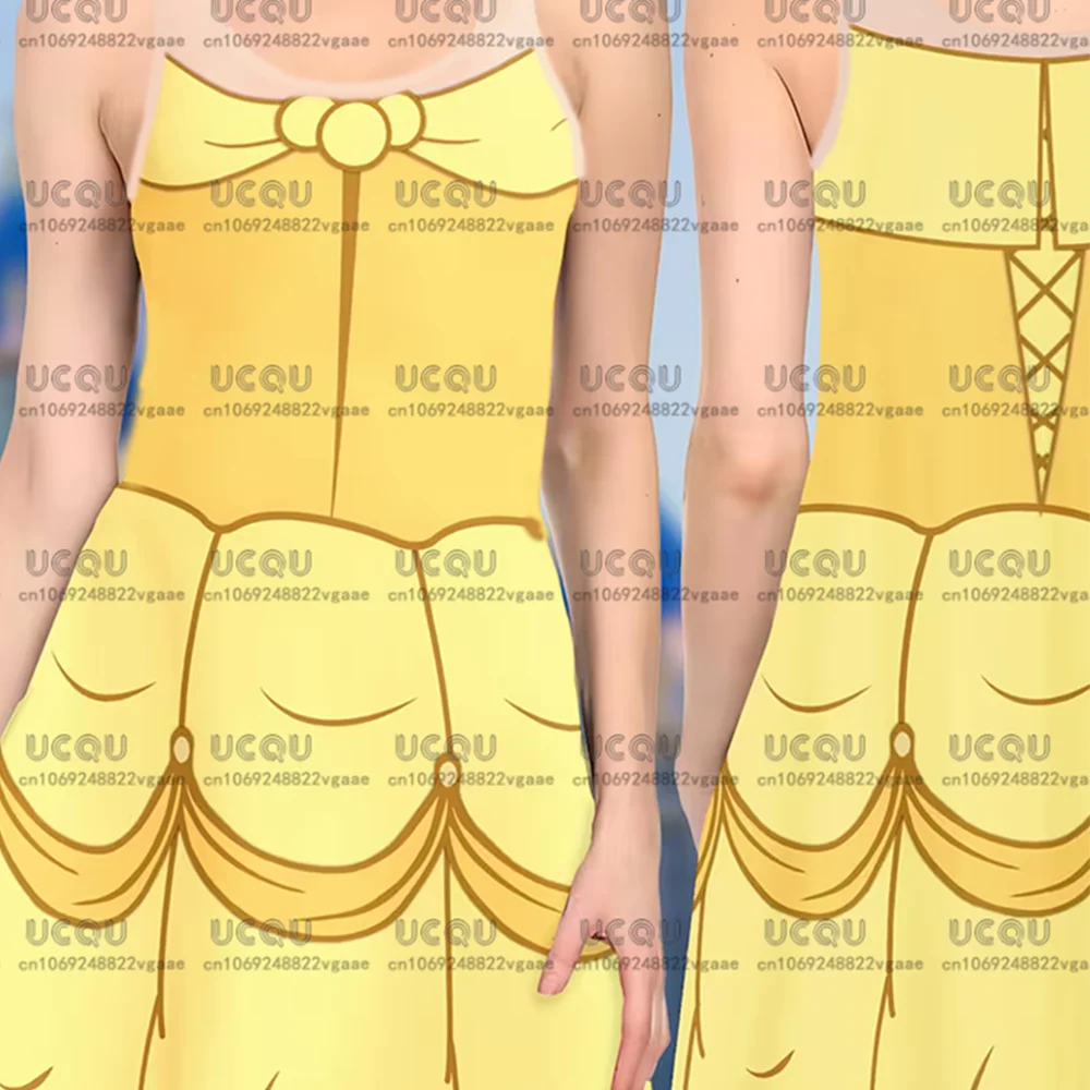 2025 حسناء الأميرة ديزني أفضل الفتيات تنورة تي شيرت تي شيرت هدية حفلة Y2k الملابس متزلج فستان تأثيري الجمال والوحش جديد حار #3