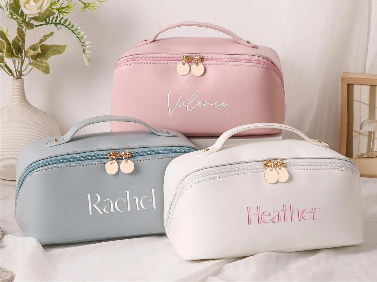 Personalised Cosmetic Bag with Small Monogram | Custom Makeup Bag | Personalized Gift for Her | Personalised Gift for Bridesmaid