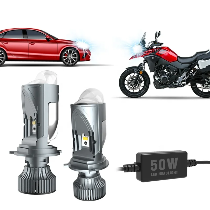 

Factory Supply 2pcs 100w/Pair Lamp H4 Led Mini Bi Led Lens Projector 10000LM Car Headlight Lampada Projector Led Bulb
