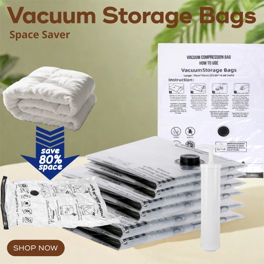 

Vacuum Storage Bags,Space Saver Sealer Compression Bags for Blankets, Comforters, Pillows, Clothes Storage