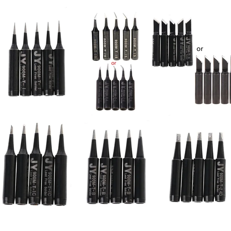 

5 Pcs Lead Free Replacement Soldering Solder Iron Tips 900M-T-I / 900M-T-K/ 900M-T-1C /900M-T-SI For Hakko Saike 936 852d+ 909D