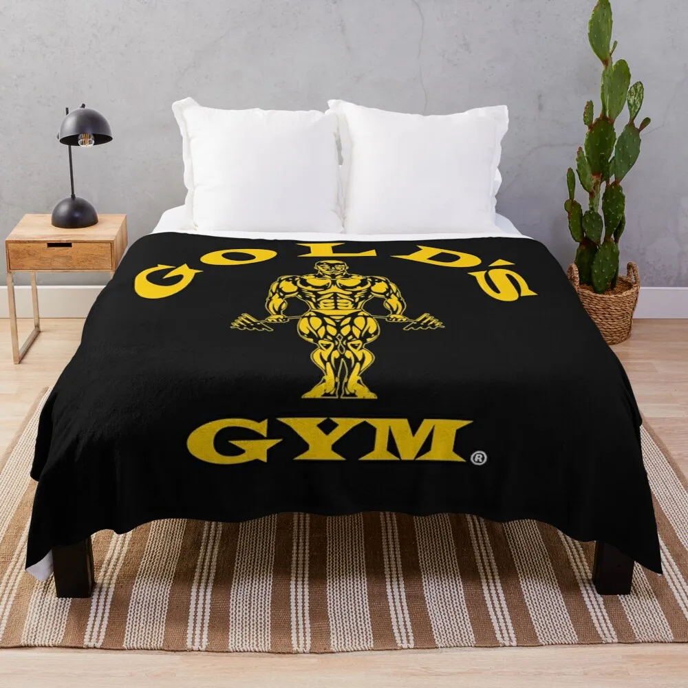 Gold Gym Logo Throw Blanket Soft Big Bed linens Decoratives manga Blankets