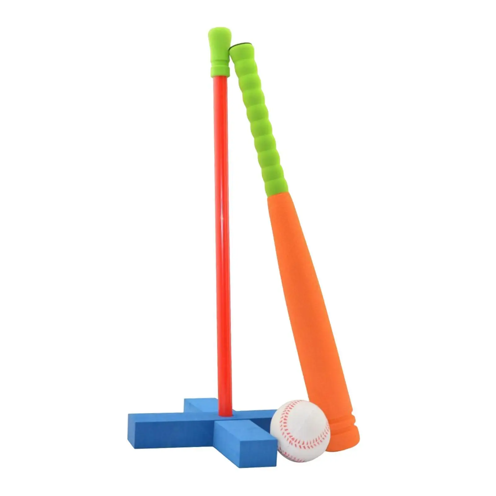 Kids Foam Baseball Bat Set Playing Toys Supplies Bat Holder AntiSlip Baseball Stand Softball Bat Set for Outdoor Activities