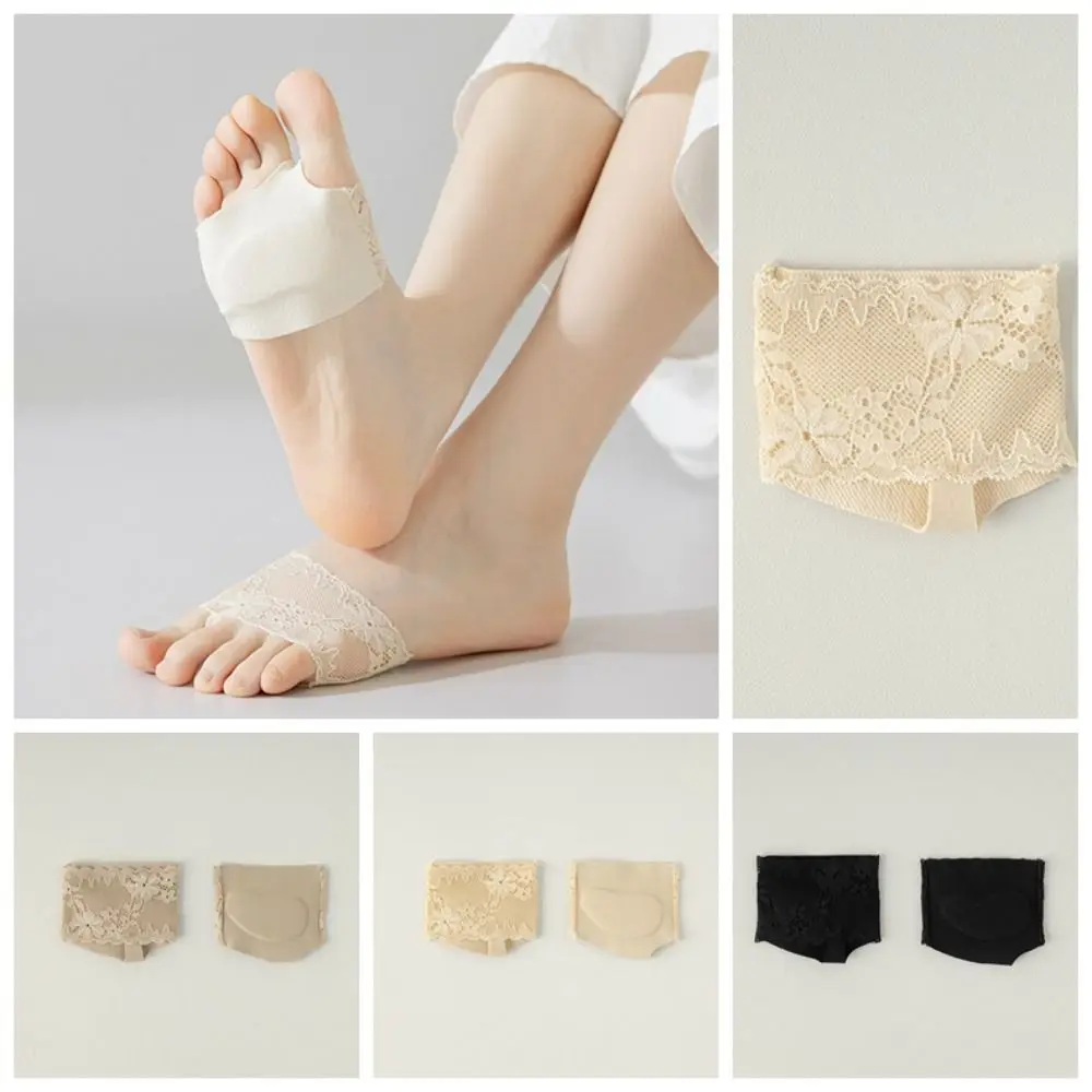 

Fashion Lace Forefoot Socks Cotton Solid Color Half Palm Socks Mesh Short Women Sock Slippers School