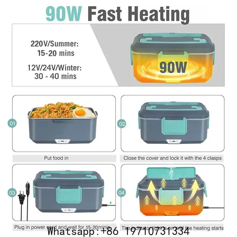 3.5L Electric Lunch Box – 90W Quick-Heating Food Warmer with No-Water Design
